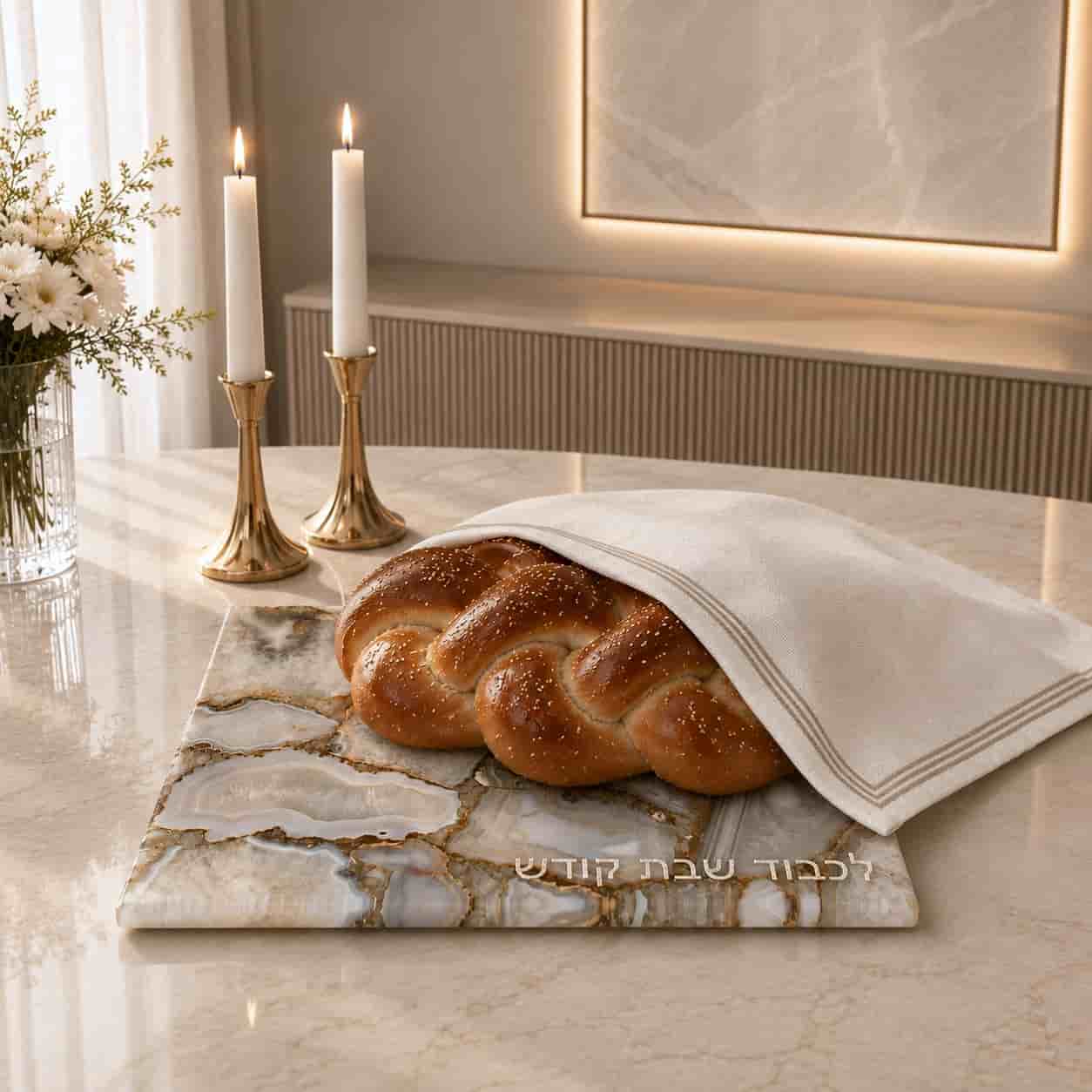 Agate Challah Board & Candle Tray