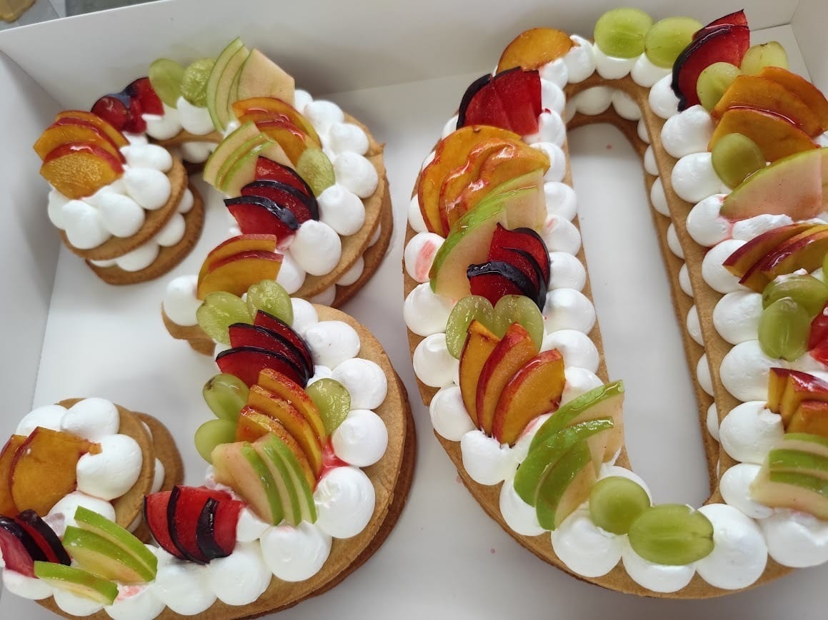Fresh Fruit Number Cake