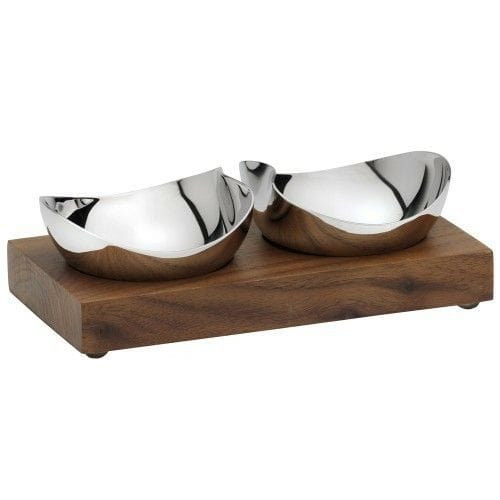 Two Mini Drift Bowls with Walnut Base