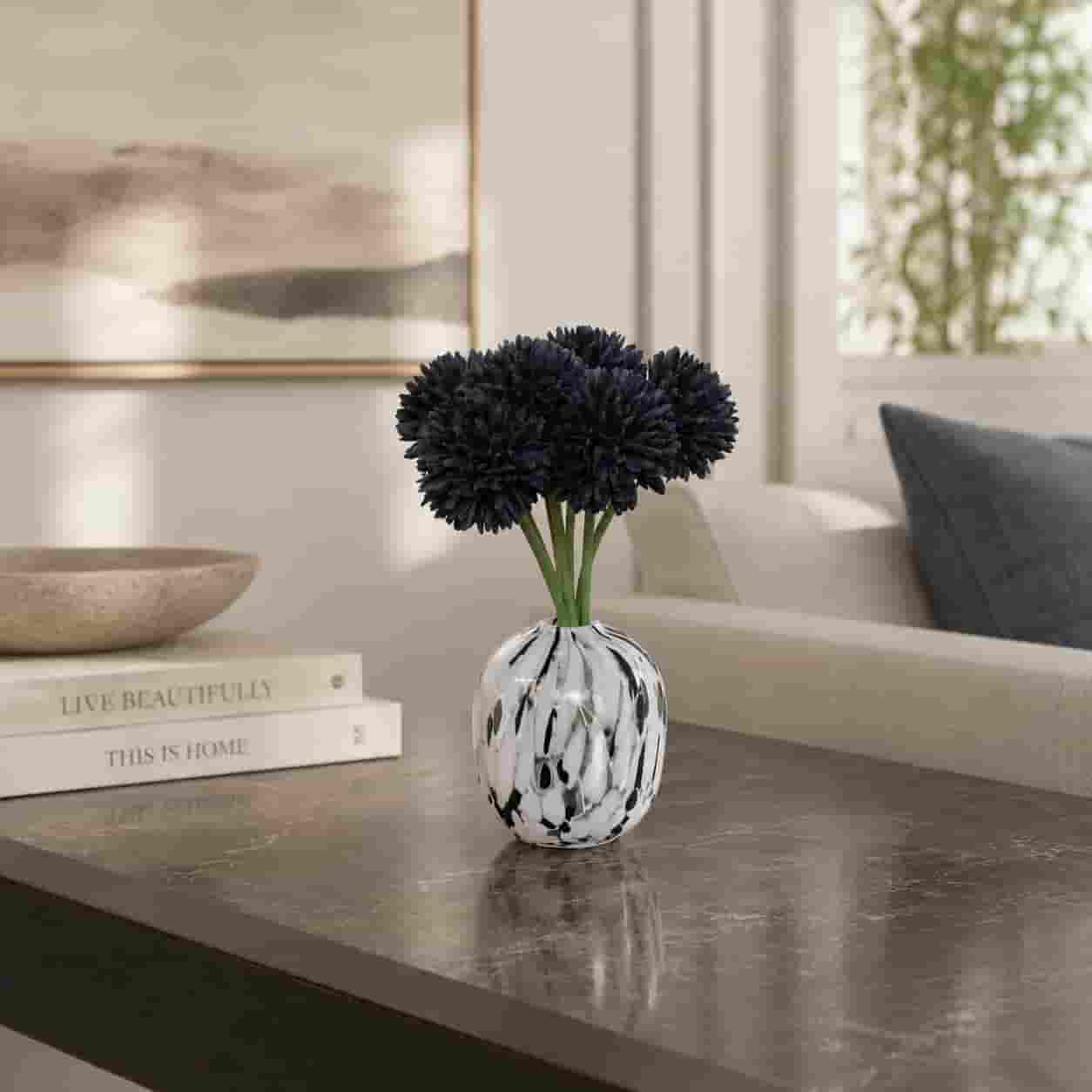 Flower Arrangement | Oreo Splash Vase with Faux Flowers