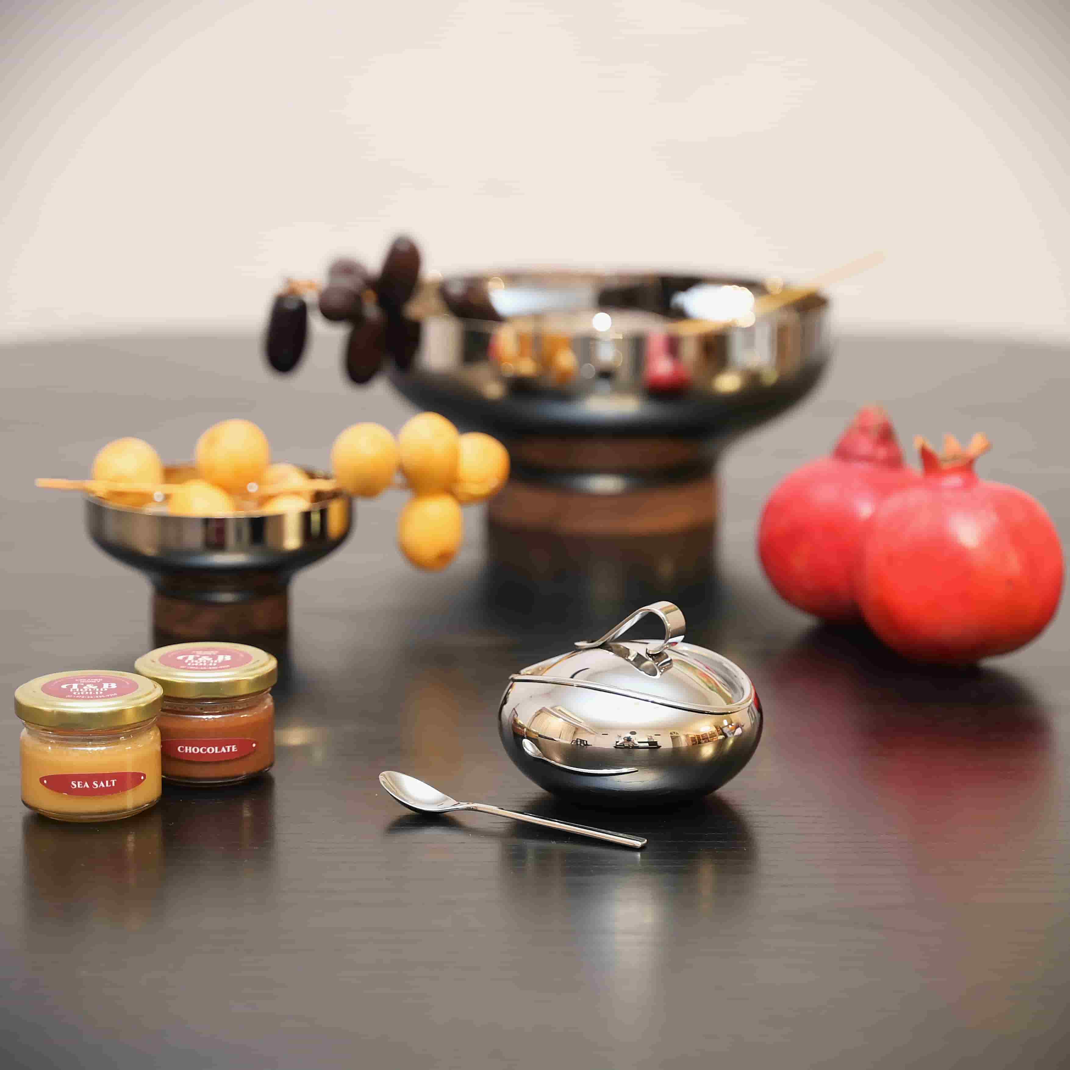 Drift Honey Dish with Spoon by Robert Welch & 2 Flavored Honey’s