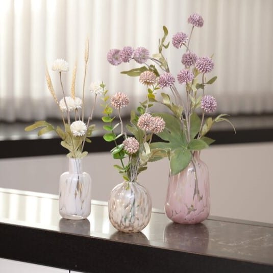 Trio Splash Vases with Faux Flower Arrangements