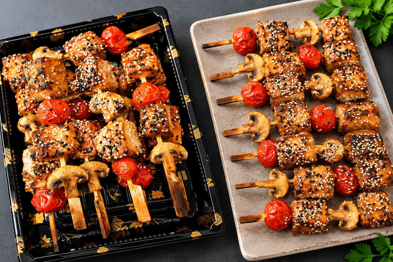 SALMON & MUSHROOM SKEWERS