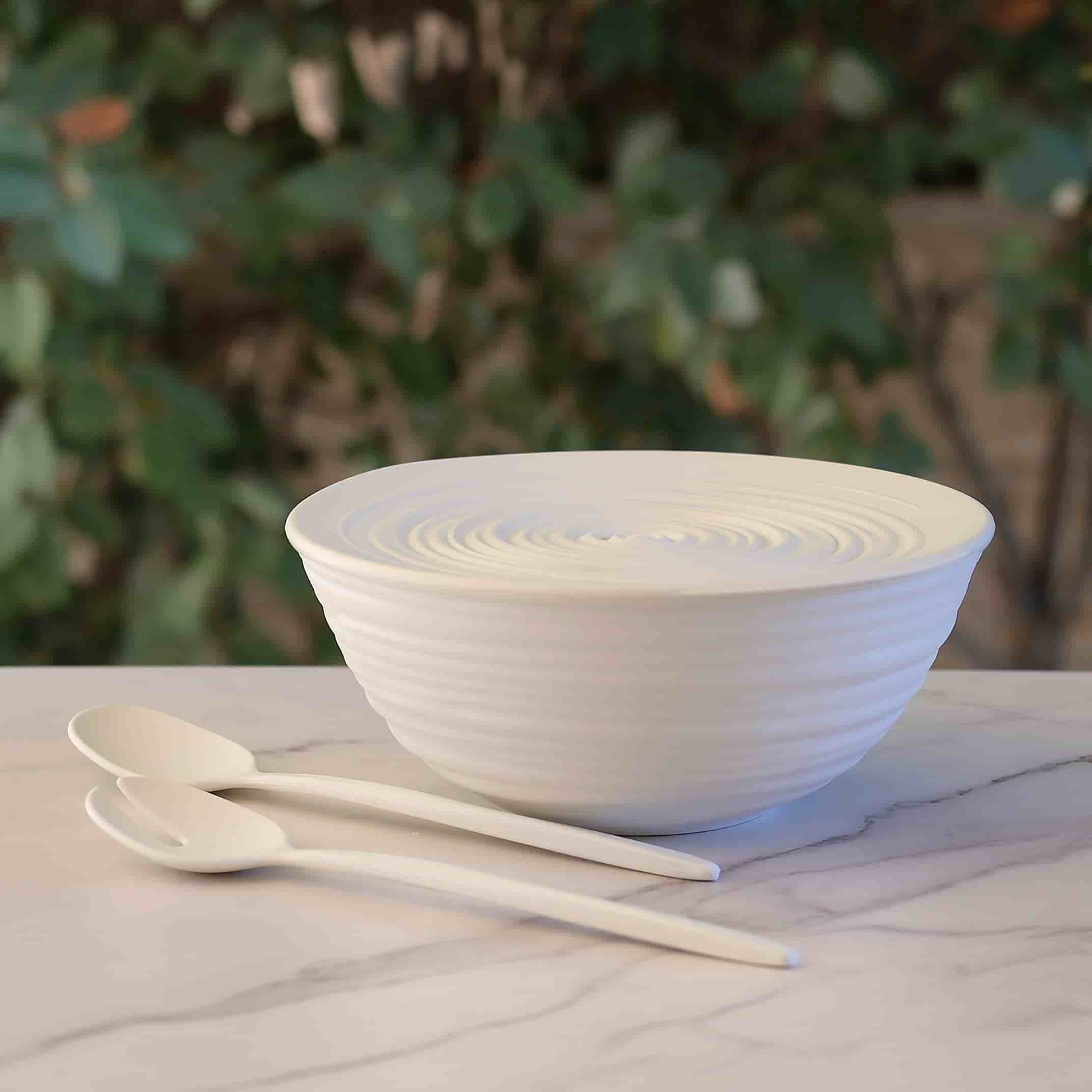 Tierra Salad Bowl with Cover & Servers