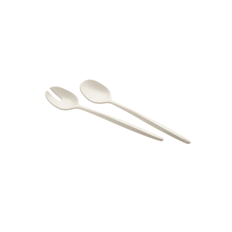 Tierra Salad Servers, Milk White